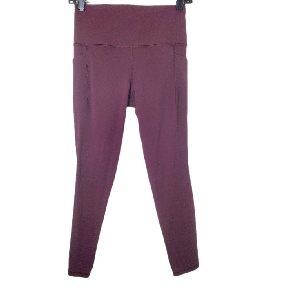 Athleta Salutation Stash Tights Maroon Burgundy Yoga Pants Leggings S 041-0743